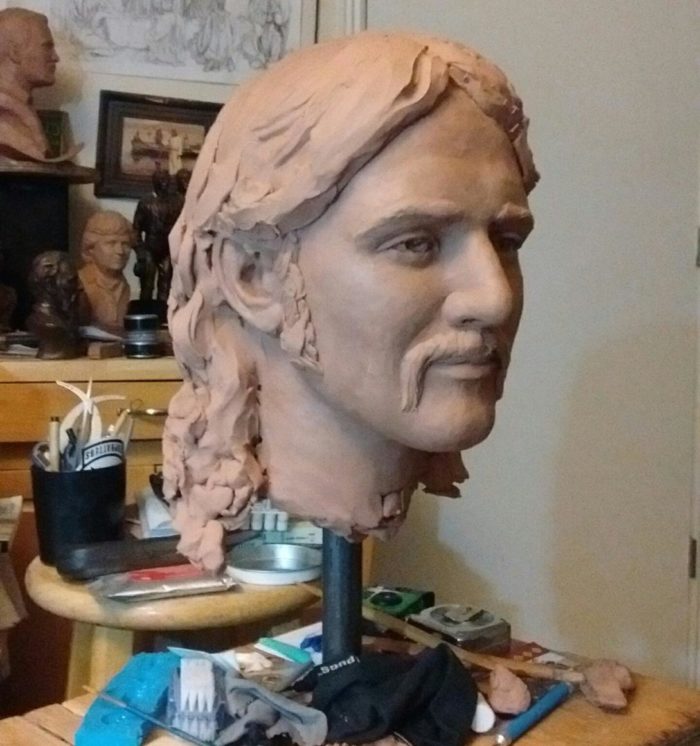 Photo courtesy of Dee Jay BawdinThis mold shows the beginnings of a full-sized statue bearing a strong resemblance to rock legend Glenn Frey that will be added to the Standin’ on the Corner Park in September.