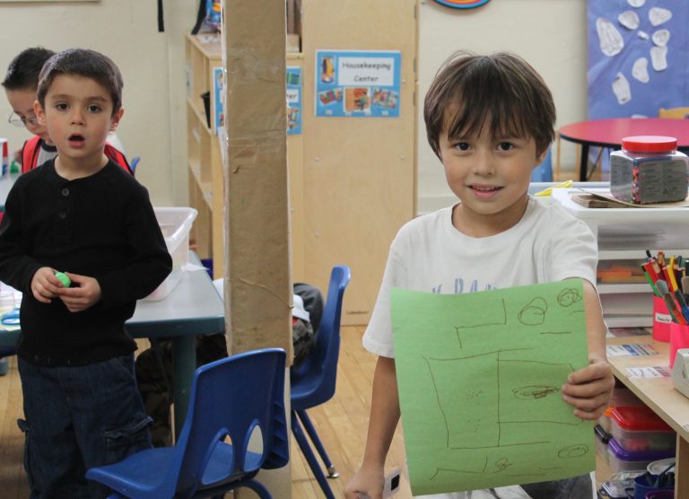 Photo by Chanae NielsonSchool is back in session after winter break and students at Holbrook Head Start are back to work, including Zelig Gieseker (right), who is eager to share his artwork and AundRay Baca (left), who is getting creative with clay.
