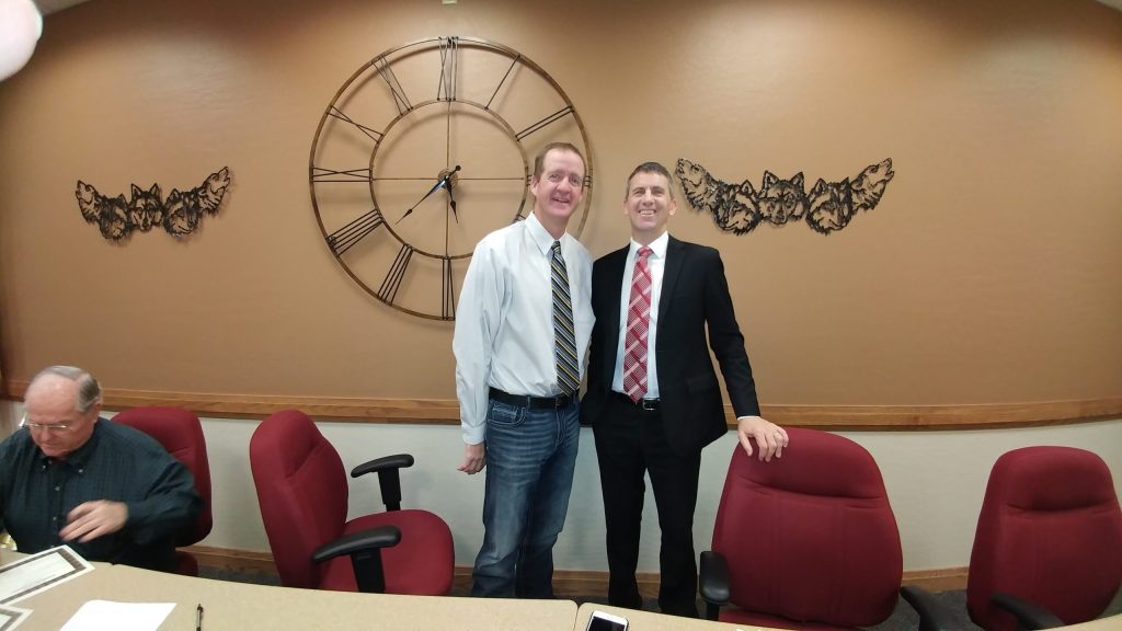 Photo by Naomi HatchCory Johnson (left) was elected to serve another term as president of the Snowflake School District Governing Board and Shea Flake (right) was elected as vice president.