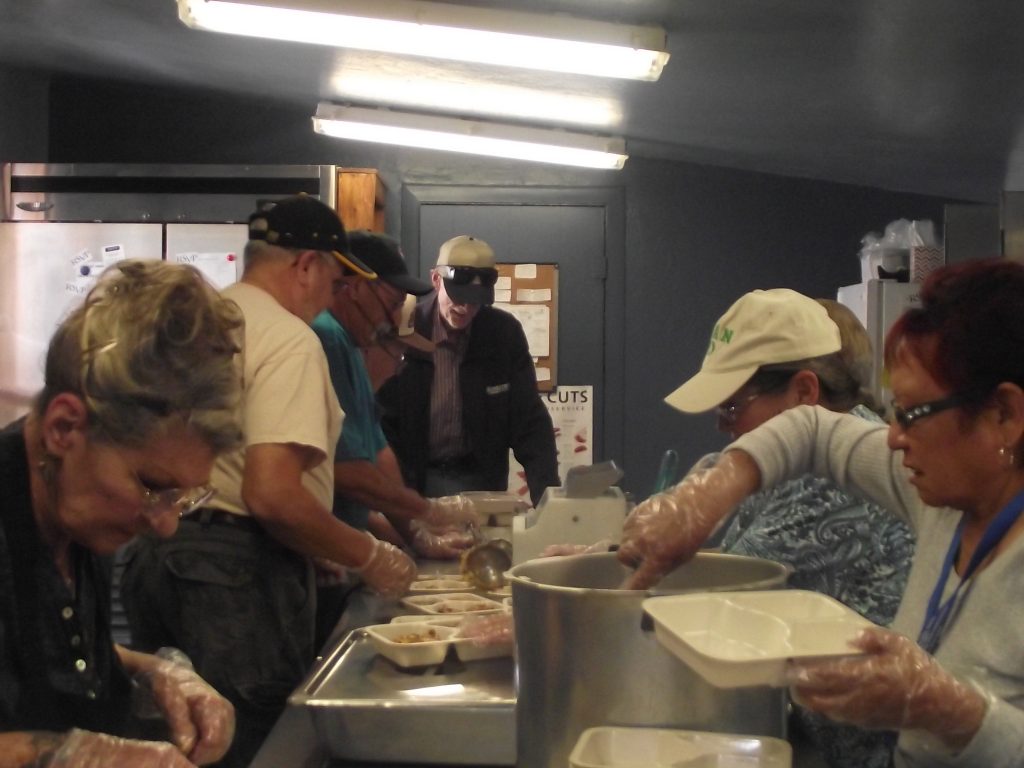Photo by L. ParsonsMeals on Wheels volunteers from the Winslow Council on Aging who help to prepare the day’s meals include (left to right) Linda Thacker, Ramiro Ramirez, Mario Avalos, TK Greybeal, Walt Greer, Patricia Egan and Beverley Jaramill.