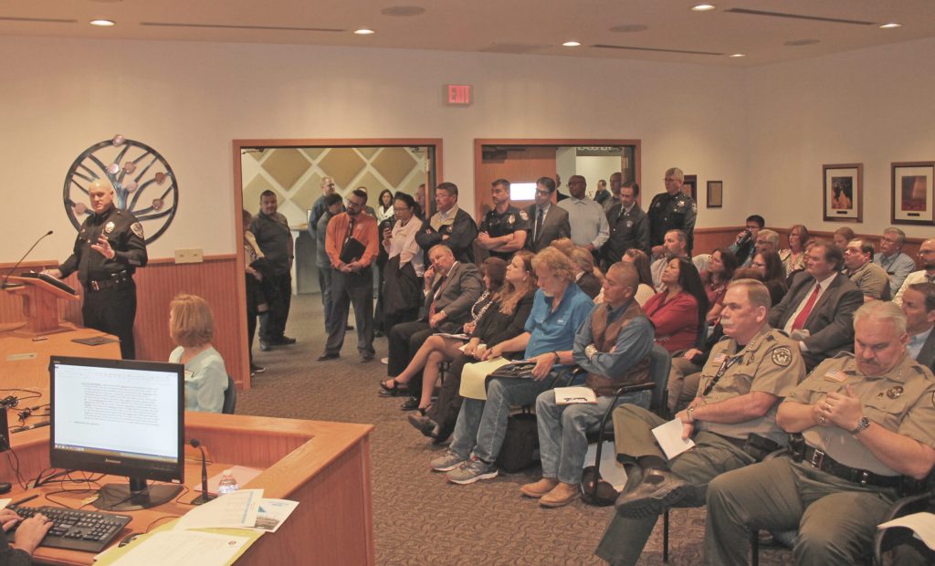 Photo by Linda KorA large crowd of citizens, county employees and law enforcement attended the March 28 Navajo County Board of Supervisors meeting, during which the board approved the closure of county child support services and juvenile detention facilities.