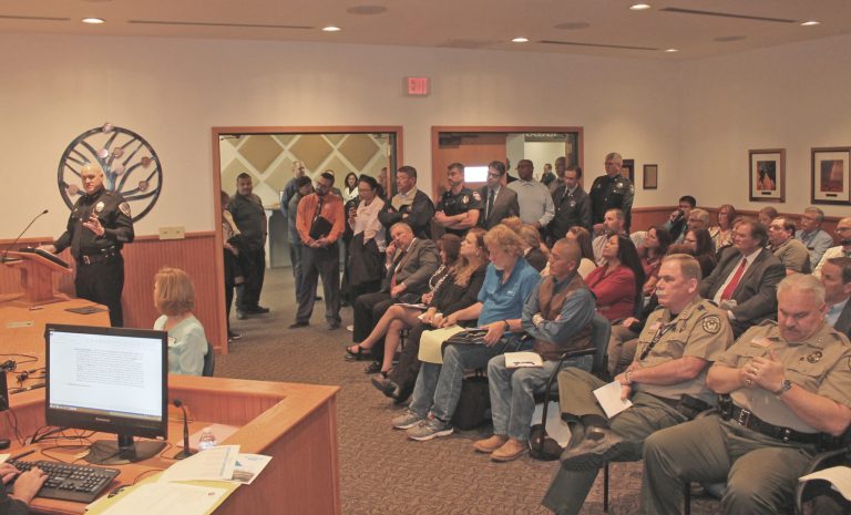 Photo by Linda KorA large crowd of citizens, county employees and law enforcement attended the March 28 Navajo County Board of Supervisors meeting, during which the board approved the closure of county child support services and juvenile detention facilities.