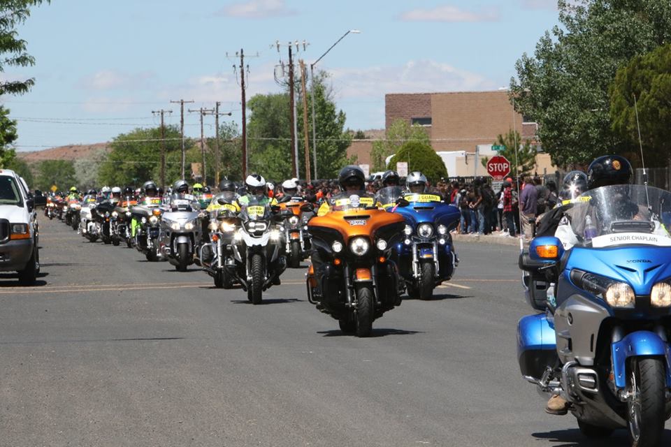 Photo by SpanglerpicsRun For The Wall riders made their way past schools along Buffalo Street in Holbrook as students came from their classrooms to welcome the riders into town.