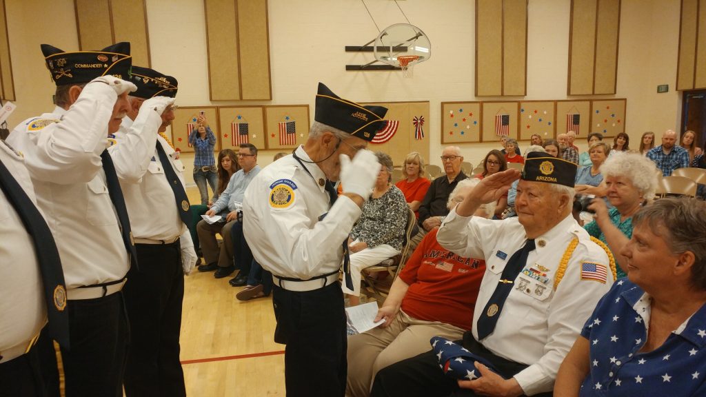 The American Flag that flew over the Veterans Memorial in Taylor was given to David Larson, a Marine and veteran of the Korean War. Larson is a member of Snowflake-Taylor American Legion Post 126.