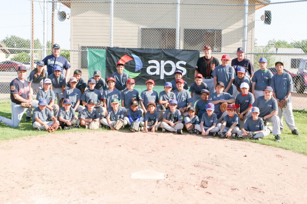 Photo by Kellie Spangler/spanglerpics.comThirty-four Holbrook Little League players come out for the Arizona Public Service Co. Baseball Clinic, where they learned more about throwing, hitting and pitching from retired Major League Baseball players Ken Phelps, Ron Davis, Bob Lacey and Lou Klimchock. Participating in the clinic were (front row, left to right) Markus Baca, Baler Reidhead, Tildyn Larson, Ty Larson, Simeon Shaw, Stefan Trujillo, Matthew Pecotte, Daniel Bakurza, Austin Perry, Mathias Montijo, David Beltran, (second row) Lou Klimchock, Marcus Oberriter, Mason Archunde, Conner Winn, Kalub Trujillo, Jesse Polzin, Michael Archunde, Jesse Folden, Nick Reid, Caleb Bakurza, Isaiah Padilla, Andrew Takala, Hesston Reidhead, (third row) Jeremiah Sawyer, Kyle Smith, Mauricio Baca, Isaac Martinez, Daniel Montijo, Tyler Brown, Niko Espitia, Alex Reid, Destin Bauer, Carson Hatch, Issrael Ramos, (back row) Ken Phelps, Bob Lacey and Ron Davis. Each young ball player received a T-shirt, a baseball autographed by all four retired MLB players, snacks and pizza after the clinic.