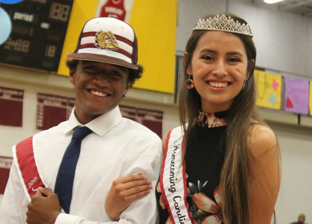 Photo by L. Parsons Mikel Bonner and Nicolette Barton were crowned King and Queen of Winslow Homecoming last Thursday night. Other candidates were Damon Avelar, Makenzie Bush, Sydney Clarke, Ahli Foster, Courtney Hatch, Skyler Barlow, Paige Murray and Noah Upchurch. As is tradition at Winslow Homecoming, two dedicatees were chosen from the community for the work they have done and continue to do with Winslow students. This year’s dedicatees were Liz McLaws and Angela Gonzales Moser.