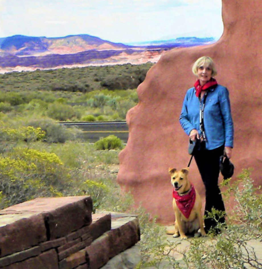 Photo courtesy of Eric KramerPinetop writer and illustrator Carol Sletten and her dog Honey explore Petrified Forest National Park, where Sletten is the September Artist-in-Residence.