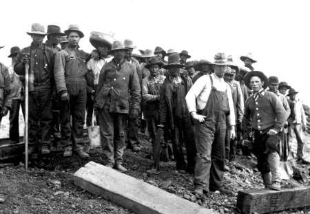 Photo courtesy of the Navajo County Historical SocietyThese men posing in Penzance, located just a few miles east of Joseph City, were likely employed by the Santa Fe Pacific Railroad company to work in the rock quarry there. The quarry employed about 100 men in the late 1880s, and the trains shipped the stone all along the rail line.