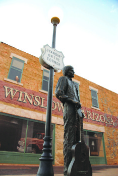 Tribune News archivesThe mural backdrop for the Standin’ on the Corner Park in Winslow will finally be restored thanks to a donation by the Route 66 Association of Arizona.