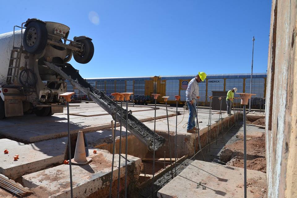 Photo by Dan LutzickConstruction of the Rt. 66 Art Museum next to the La Posada Hotel in Winslow began earlier this month with the Arizona Department of Transportation on hand to oversee the work by general contractor Stratton Builders. The ductwork for the six HVAC systems for the galleries was installed and concrete subcontractors poured the footing for the west Gallery F wall and started laying cinderblock to create the walls.