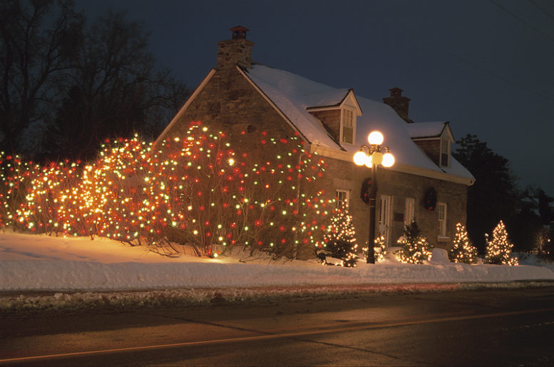 christmas house lighted