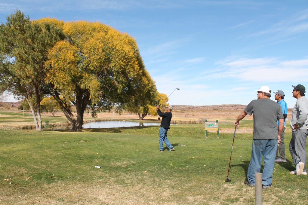 Photo by Linda KorAlthough the calendar says it should be chilly for our region, the weather says there’s still time to play outdoors and that includes golf at the Hidden Cove Golf Course. Taking advantage of the warm sunny day at the course were (left to right) Lenoard Lee, Jerry Queen, Wyatt Bain and William Bain.