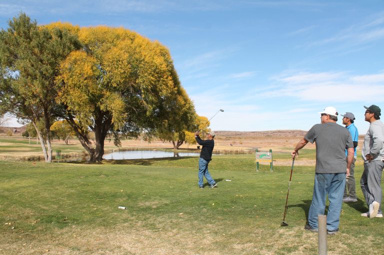 Photo by Linda KorAlthough the calendar says it should be chilly for our region, the weather says there’s still time to play outdoors and that includes golf at the Hidden Cove Golf Course. Taking advantage of the warm sunny day at the course were (left to right) Lenoard Lee, Jerry Queen, Wyatt Bain and William Bain.
