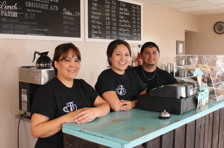 Photo by Linda KorTrinaBops Cakery & Coffee is owned and operated by Katrina Jaime (center), with the help of her mother Cindy Tafoya (left) and husband Johnny Jaime (right).