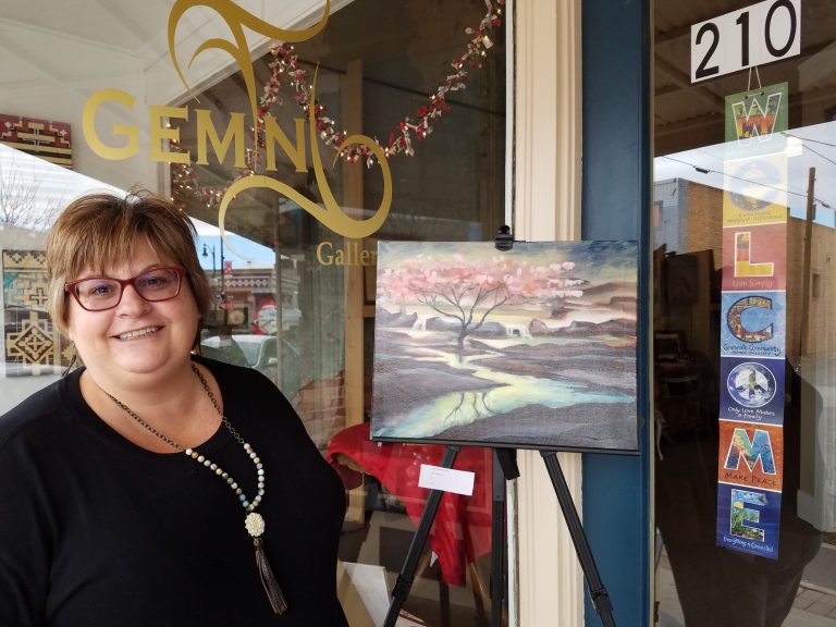 Photo by L. ParsonsLinda Card stands in front of Gemini Gallery, the shop she opened last year to bring the works of local and world-renowned artists available to the public.