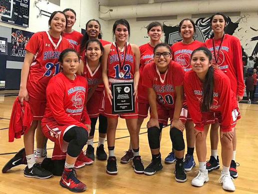 Photo by Greg PerkinsThe 2017-18 Lady Roadrunners include, (front row, left to right) Tyanna Johnson, Tyler Pacheco, Megan Cummings, Twyla Clark, (back row) Desirae Bain, Matehya Aberle, Madison Chappell, Dakota Dick, Rayanna Wauneka, Tristen Ambrose and Elena Smith.