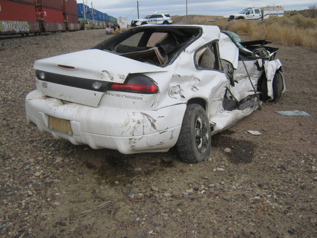 Photo courtesy of the Arizona Department of Public SafetyTrooper Roanhorse pulled Sampson Whitegoat from his vehicle moments before it was struck by a train. Fortunately, no one was harmed in the incident.