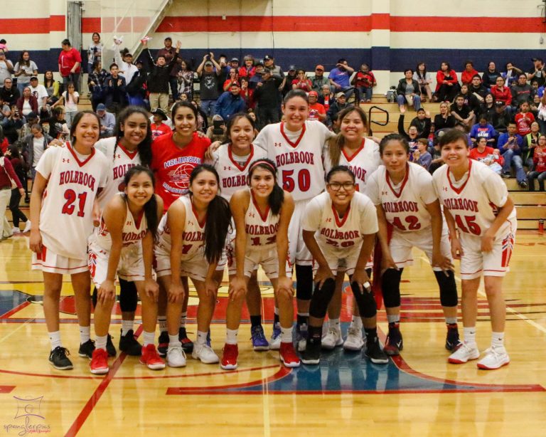 Photo by Kellie Spangler/SpanglerpicsRegional champions Holbrook Lady Roadrunners include, (front row, left to right) Tyler Pacheco, Twyla Clark, Dakota Dick, Megan Cummings, (back row) Desirae Bain, Madison Chappell, Elena Smith, Tristen Ambrose, Matehya Aberle, Shilaine Gorman, Tyanna Johnson and Rayanna Wauneka.