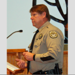Photo by Toni GibbonsNavajo County Sheriff’s Office Chief Deputy Randy Moffitt does a presentation on the License Plate Recognition cameras at the Feb. 13 meeting of the Navajo County Board of Supervisors.