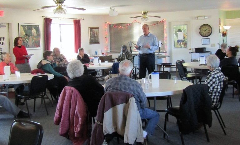 Photo by Diana HutchisonCongressman Tom O’Halleran (D) held a question and answer session at the Silver Creek Senior Center in Snowflake on Feb. 22. Dozens of community members were in attendance to ask the Congressman questions about topics such as the Second Amendment, abortion, the economy and illegal immigration.