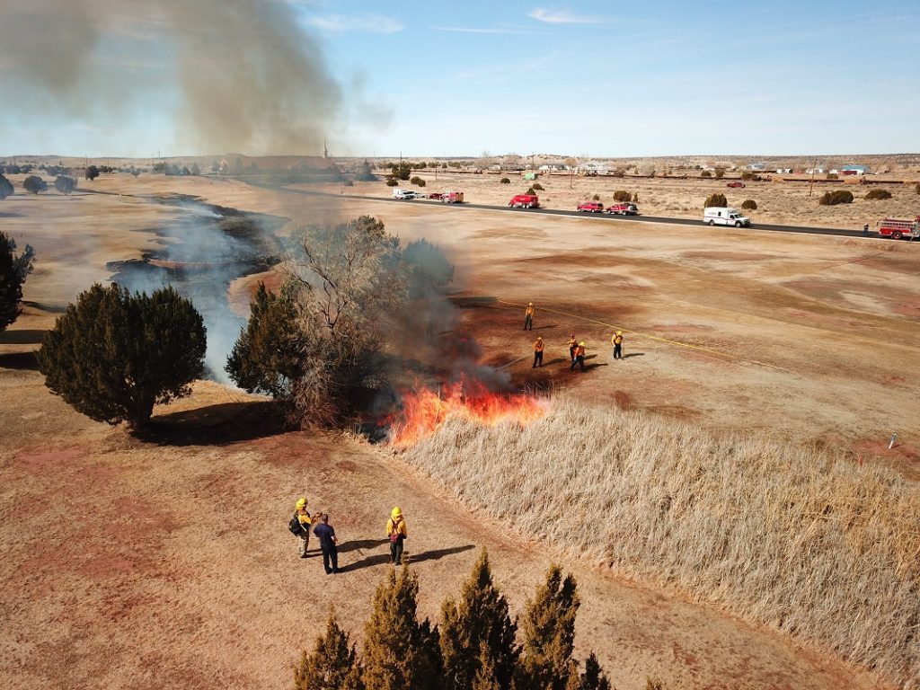 Photo courtesy of Taylor-Snowflake Fire & Medical DepartmentTaylor-Snowflake Fire & Medical Department recently conducted wildland fire training at the Town of Snowflake Municipal Golf Course. Every year fire crews burn the dried reeds around the waterways. Burning the reeds helps the golf course clear the area by removing the dead and dried vegetation and keeps the cattails from becoming overgrown. The exercise also provides a training opportunity in preparing for wildland firefighting.
