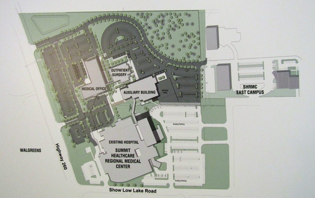 Graphic provided by Summit HealthcareThis site map illustrates the expanded facilities at Summit Healthcare located in Show Low. The campus will now include an additional 180,000 square feet.