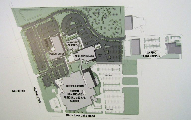 Graphic provided by Summit HealthcareThis site map illustrates the expanded facilities at Summit Healthcare located in Show Low. The campus will now include an additional 180,000 square feet.