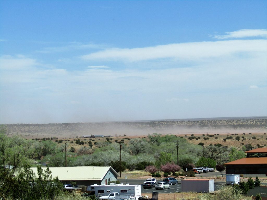 Photo by Diana HutchisonHigh winds in excess of 50 mph caused dust storms throughout the area last week. On Thursday, April 12, according to Navajo County, Snowflake had recorded wind gusts of 76 mph. Navajo County also issued a weather alert on Thursday for dust storms blowing across State Route 77 both north and south of Holbrook.