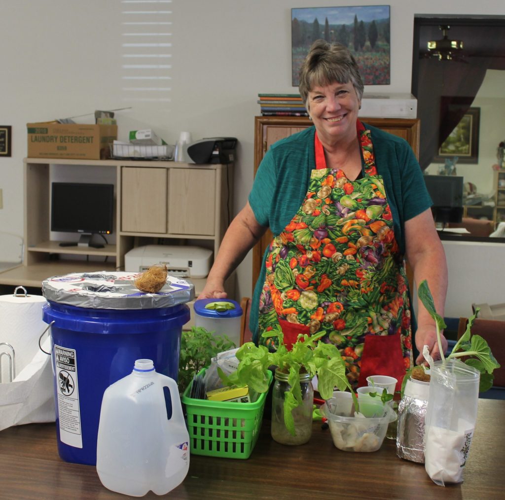 Photo by Diana HutchisonJeannie Scarber (pictured) shares her new-found passion for gardening with others at the Silver Creek Senior Center. Scarber shared her knowledge of the Kratky Method of hydroponic gardening all month long.