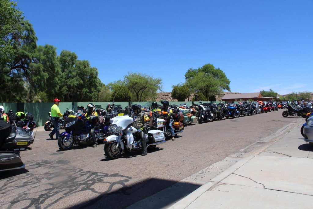 Photo by Toni GibbonsHundreds of riders taking part in the annual Run for the Wall made their way through Winslow and Holbrook on May 17. The riders stopped for lunch at Holbrook’s American Legion Post 37 before continuing on their journey to the Veteran Memorial in Washington, D.C.