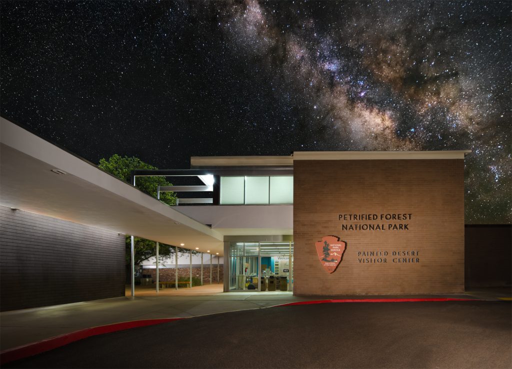 Photo courtesy of the Petrified Forest National ParkThe Petrified Forest National Park is being recognized for the stunning night sky view as seen here at the Painted Desert Visitors Center located at the north end of the park.