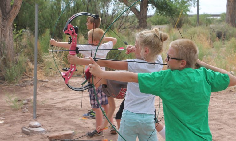 Photo by Linda KorIt’s summer fun for kids in Holbrook as the city hosts summer activities including archery with (left to right) AJ Raeder, Corey McLaws, Dakoda Nelson, Alexis Young and Jimmy McLaws, taking aim at targets at the city’s archery range.