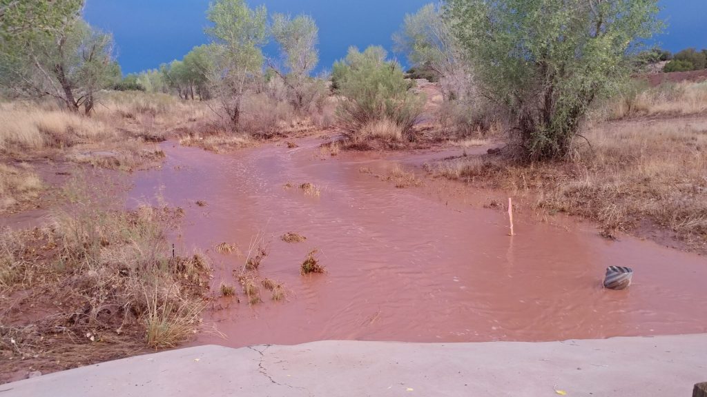 Photo by Diana HutchisonMonsoon season has finally arrived filling area washes and streets with rain. Drivers are encouraged to avoid driving through flooded areas as 10-inches of water is enough to carry a vehicle downstream.