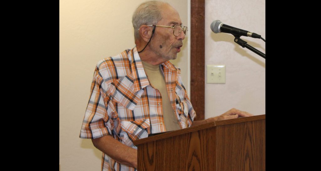 Photo by Toni GibbonsAt the Taylor Town Council meeting on Aug. 2, resident Steve Foster, addressed the council regarding recent Arizona Public Service power outages in the community that created a hardship not just to him, but also to other elderly citizens who live in the area.