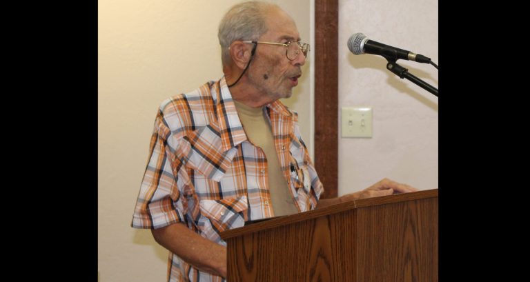 Photo by Toni GibbonsAt the Taylor Town Council meeting on Aug. 2, resident Steve Foster, addressed the council regarding recent Arizona Public Service power outages in the community that created a hardship not just to him, but also to other elderly citizens who live in the area.