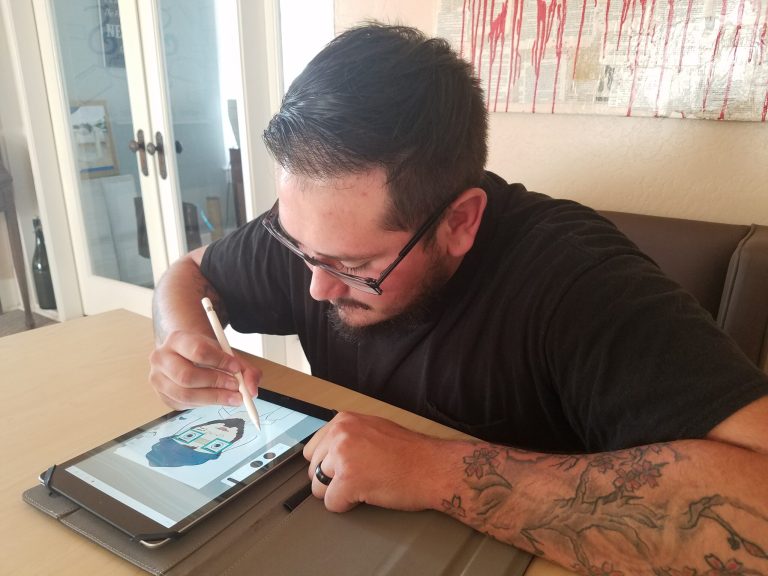 Photo by L. ParsonsJulian Chavez creates works of art on his iPad and has gained the attention of local businesses who appreciate his fresh take on culture represented in the local culture represented in arts.