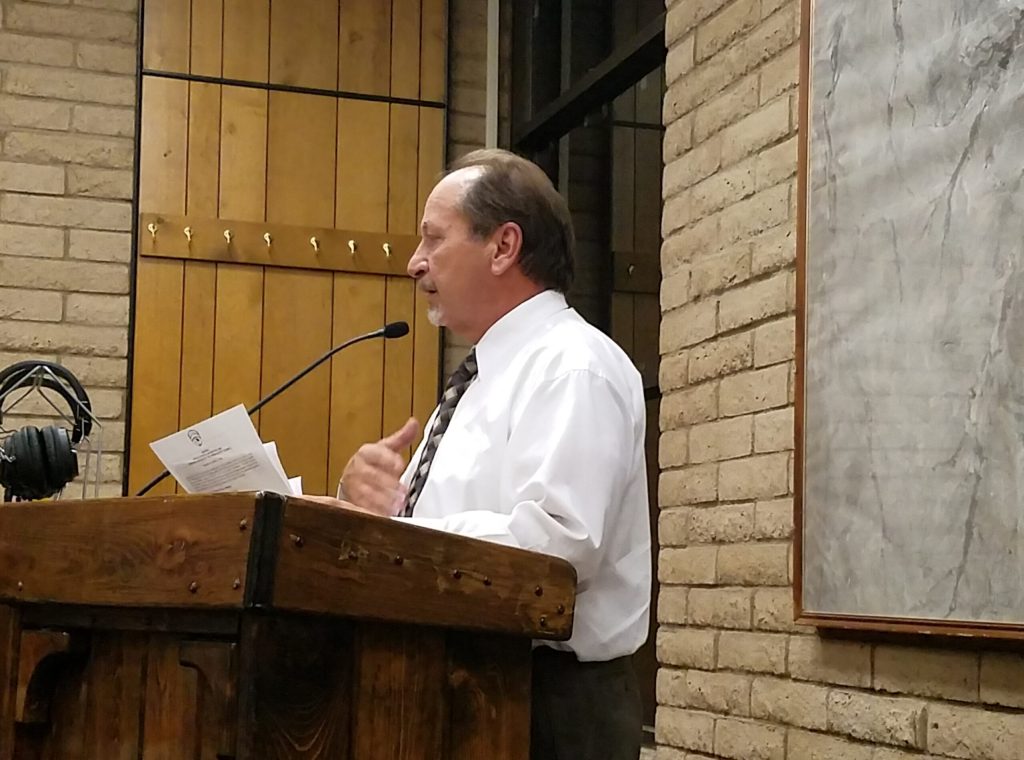 Photo by L. ParsonsDr. Greg Hackler, the chairman of the Citizen’s Liaison Committee, spoke to the Winslow City Council regarding the Citizens Liaison committee.