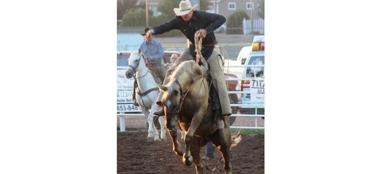 Photos by Toni GibbonsIt was an eight second ride to the finish line during the Open Ranch Bronc Riding where 15 lucky contestants competed for a prize at the Fifth Annual Taylor Ranch Rodeo on Sept. 1.