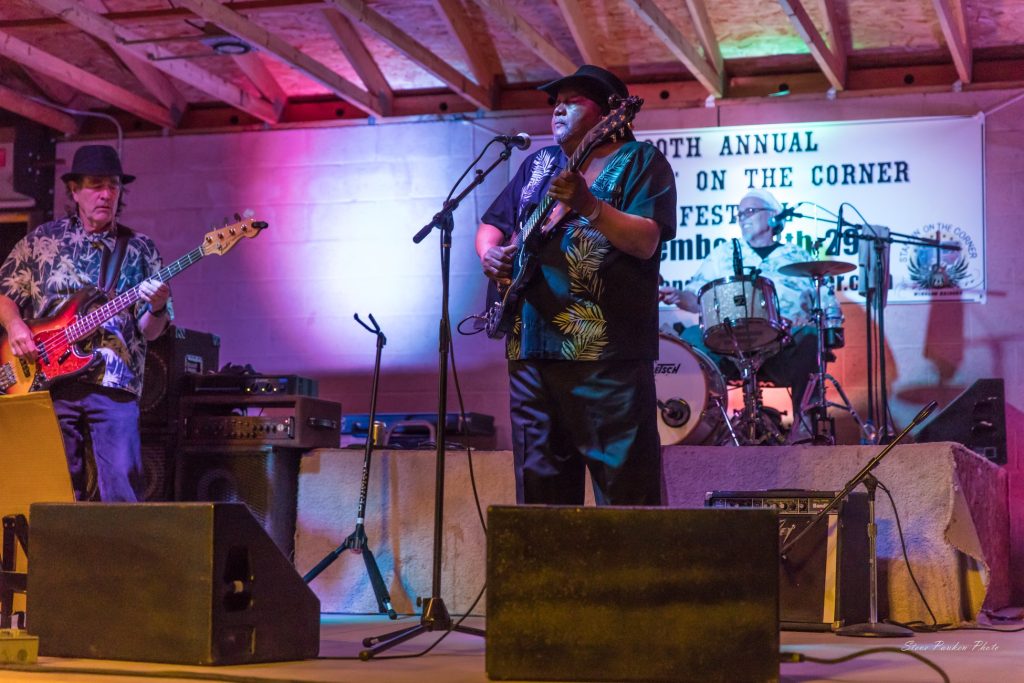 Photo by Steve PaukenLocal blues legend and Arizona Blues Hall of Famer Tommy Dukes (right) took the stage as part of the entertainment at last weekend’s Standin’ on the Corner Festival in Winslow.