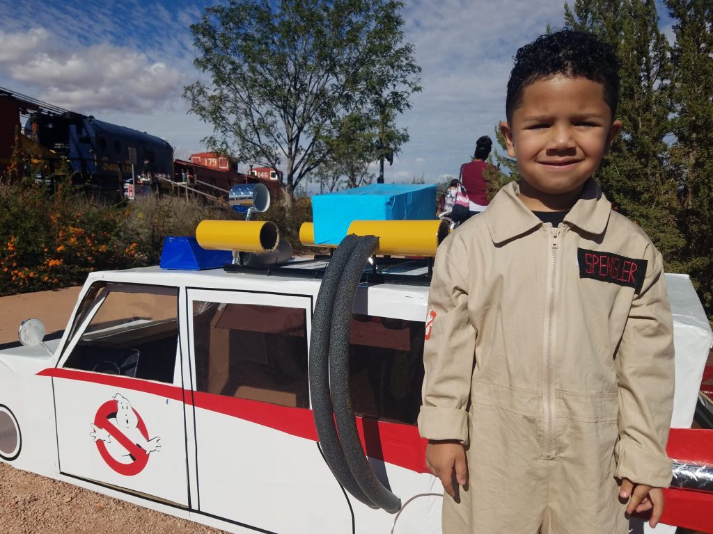 Photos by L. ParsonsFour-year-old Leo Gonzalez (pictured) took home the trophy in the kids competition where preschoolers created cars from cardboard boxes.