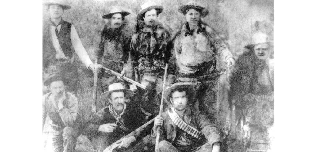 Photos courtesy of the Navajo County Historical SocietyAlthough faded, this photo of Hashknife cowboys from the early 1900s shows the weapons and ammunition worn by these rough and often dangerous men.