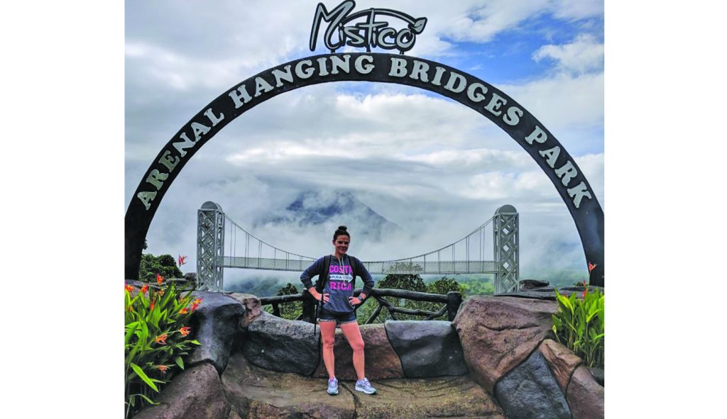 Photo courtesy of Amanda HatchTaylor resident, Amanda Hatch, takes the hanging bridges tour and hiked the Arenal volcano in La Fortuna while studying nursing in Costa Rica this past summer as part of a scholarship program.