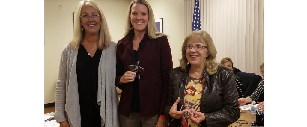 Photo by L. ParsonsWinslow School District Superintendent Cyndie Mattox (left) presented awards to outstanding staff members Larissa Richards (center) and Carol Gillam.