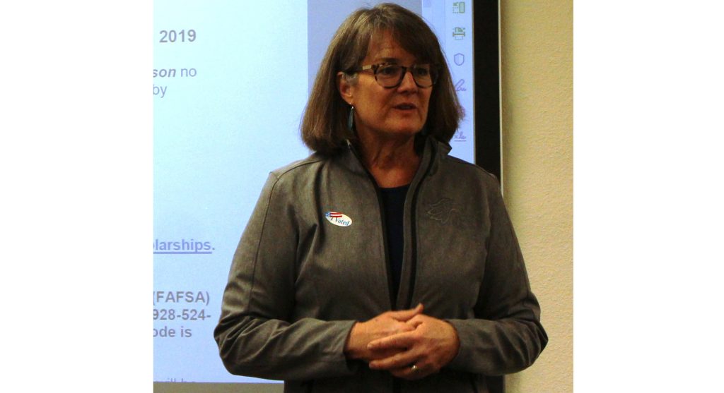 Photo by Toni GibbonsNorthland Pioneer College Friends and Family Executive Director Betsyann Wilson shared scholarship information with Snowflake Town Council at the Nov. 6 meeting.