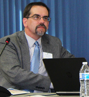 Photo by Toni GibbonsNorthland Pioneer President Mark Vest (pictured) addresses concerns raised by the Navajo County Community College District Governing Board members at meeting on Nov. 20.