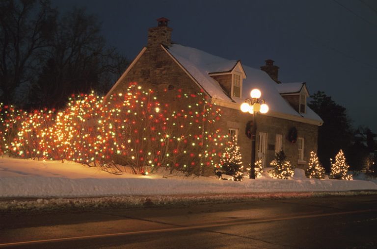 christmas house lighted