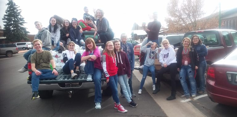Photo courtesy of Nancy RuffellThe Academic Decathlon team/class from Snowflake High School just completed a very successful canned food drive. The students collected 1,914 canned and non-perishable food items. They divided the items between the Shepherd's Kitchen and the Silver Creek Senior Center. The team/class is grateful for the wonderful support from the other students to help others.
