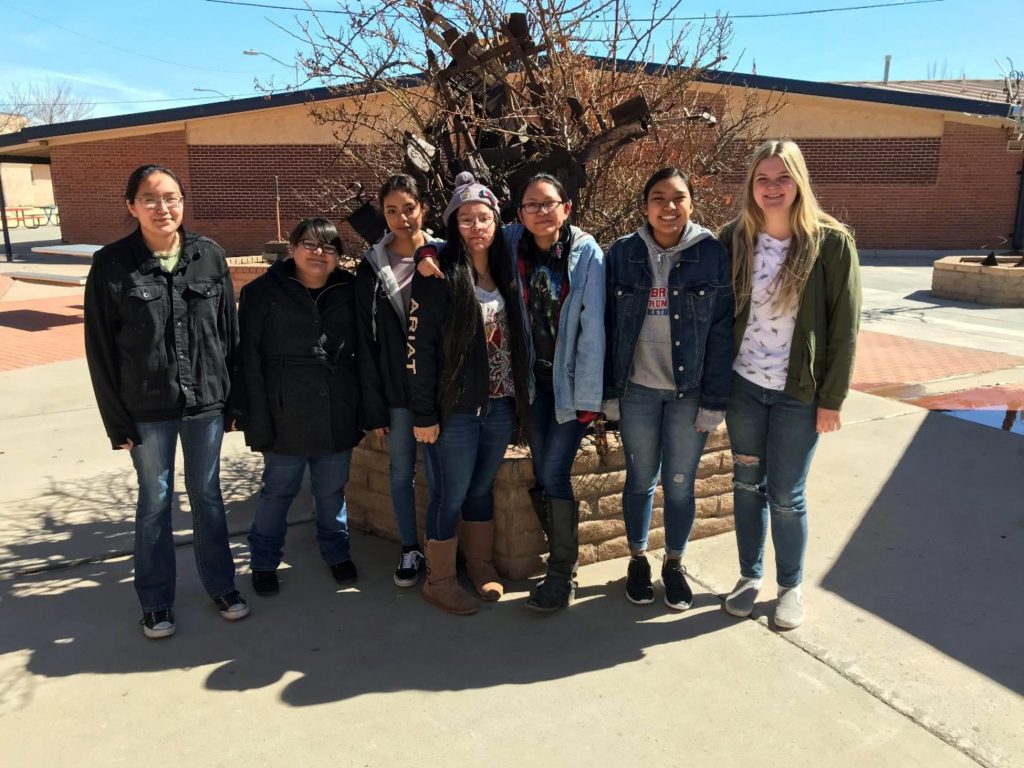 Photo courtesy of Holbrook High SchoolStudents from the Holbrook High School AP Studio Art class shined at the 33rd annual NPC Juried High School Exhibit, which took place on the NPC Show Low campus. Fifty-one students from eight regional schools submitted 109 entries. Leading the way for the Roadrunners was Jolene Ayze who received Best in Show in the drawing category and was awarded a $2,000 scholarship. Jolene also received an honorable mention accolade for a second piece that she entered. Ashlyn Wilhelm and Katonah Cone garnered second and third place, respectively, in the drawing category. Valtavia Cook received an honorable mention merit in the painting and mixed media category. Meghan Cummings, Tiffiany Seaton and Cassie Yazzie had entries accepted into the show as well. Congratulations to these Roadrunners and remember: When one Roadrunner succeeds, we all succeed! HHS AP Studio Art students pictured include (left to right) Tiffiany Seaton, Abbie Harmon, Katonah Cone, Valtavia Cook, Jolene Ayze, Meghan Cummings and Ashlyn Wilhelm.