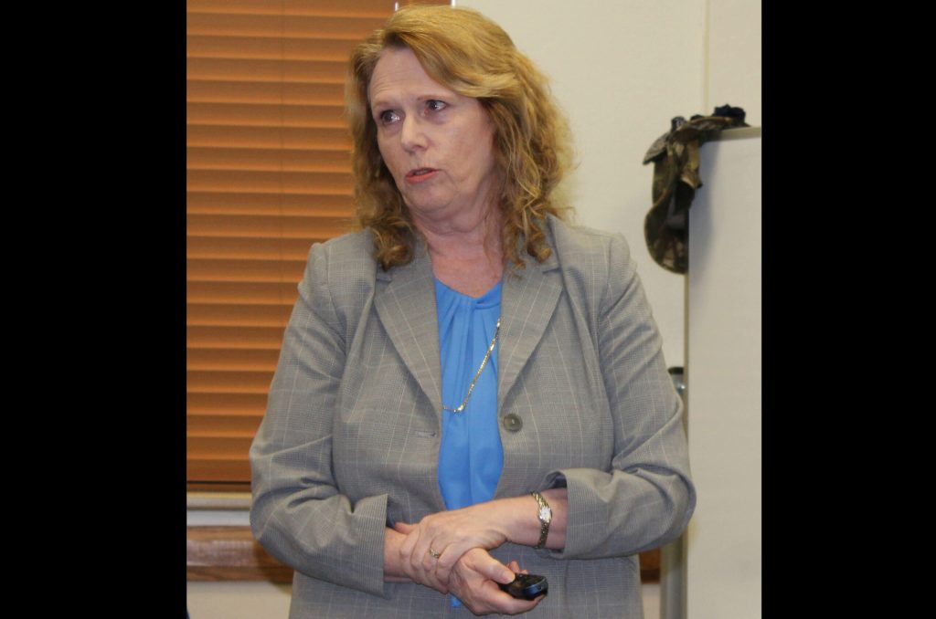 Photo by Toni GibbonsNavajo County School Superintendent Jalyn Gerlich (pictured) talks with the Snowflake Unified School District Governing Board about the issues surrounding Proposition 421, the Jail District tax.