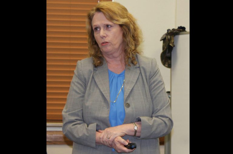 Photo by Toni GibbonsNavajo County School Superintendent Jalyn Gerlich (pictured) talks with the Snowflake Unified School District Governing Board about the issues surrounding Proposition 421, the Jail District tax.